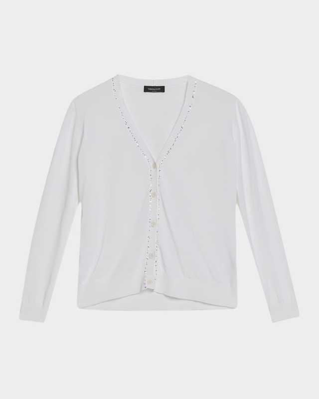 Oversized Sequin-Trim Cotton Cardigan